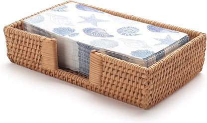 Rattan Napkin Holder Rectangle, 9.5" x 5.5" x 2", Wicker Napkin Tray, Woven - Image 2