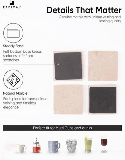 Radicaln Square Marble Coasters Set of 6 - Image 6