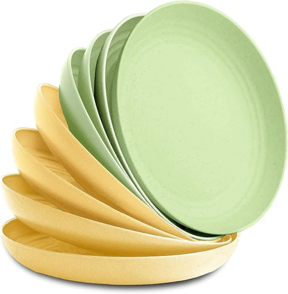 8-Pack Reusable Wheat Straw Plates Set by NookTheory
