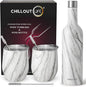 CHILLOUT LIFE 12 oz Stainless Steel Wine Tumblers 2 Pack & 1 Insulated Wine Bottle - Double Wall Vacuum Insulated Wine Glasses Cups with Lids and Straws Set Keeping Cold & Hot Gift Set