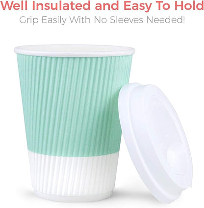 Disposable Coffee Cups With Lids - 12 oz Paper To Go Coffee Cups With - Image 8