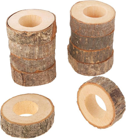 20PCS Rustic Wooden Napkin Rings, Handmade Creative Napkin Round Holder by Yuudar