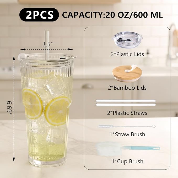 Ruckae 20oz Ribbed Glass Tumbler - Image 2