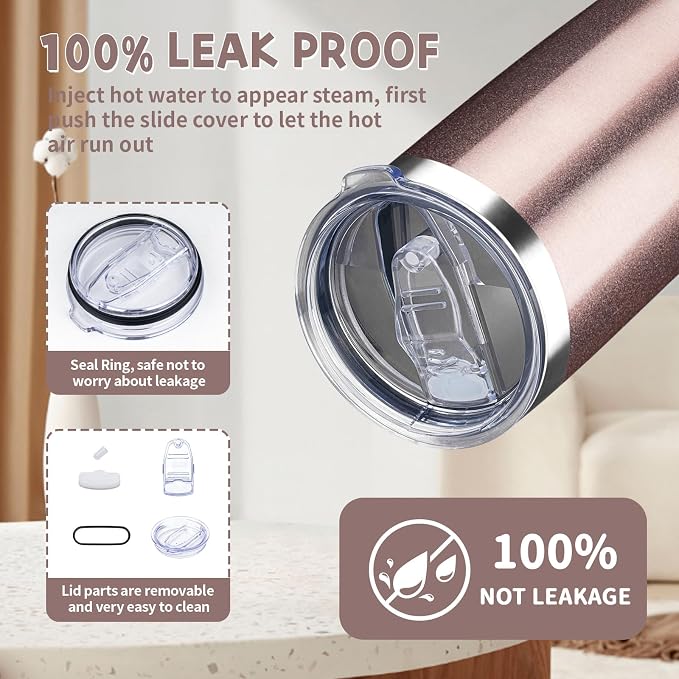 20 oz Tumbler with Lids and Straws, Stainless Steel Insulated Coffee Tumbler - Image 5