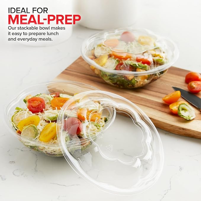 Stock Your Home 24oz Clear Plastic Salad Bowls - Image 6