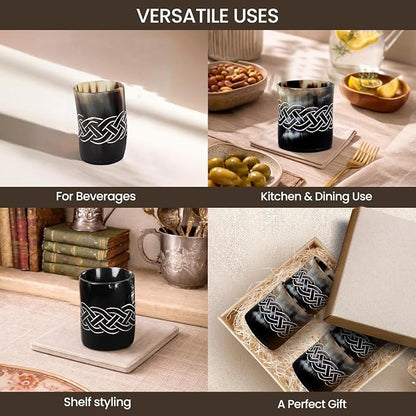 Handicrafts Home Viking Horn Shot Glasses Set of 8, Handmade Natural Ox Horn - Image 6