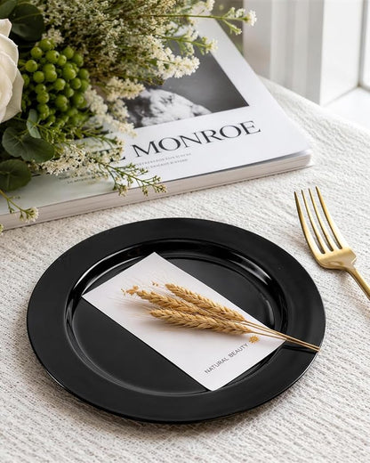 bUCLA 100 Pieces Black Plastic Plates - Image 9