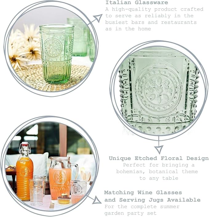 Bormioli Rocco Romantic Set Of 4 Cooler Glasses, 16 Oz. Colored Crystal Glass - Image 5