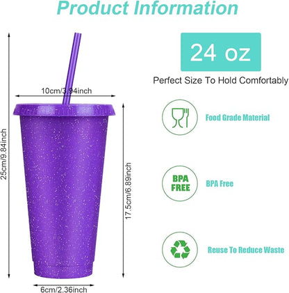 24 Pack Plastic Tumblers with Lids and Straw, Reusable Cups with Lids and - Image 3