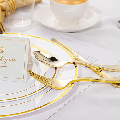 500PCS Gold Plastic Silverware, Disposable Plastic Cutlery/Utensils | Heavy - Image 8