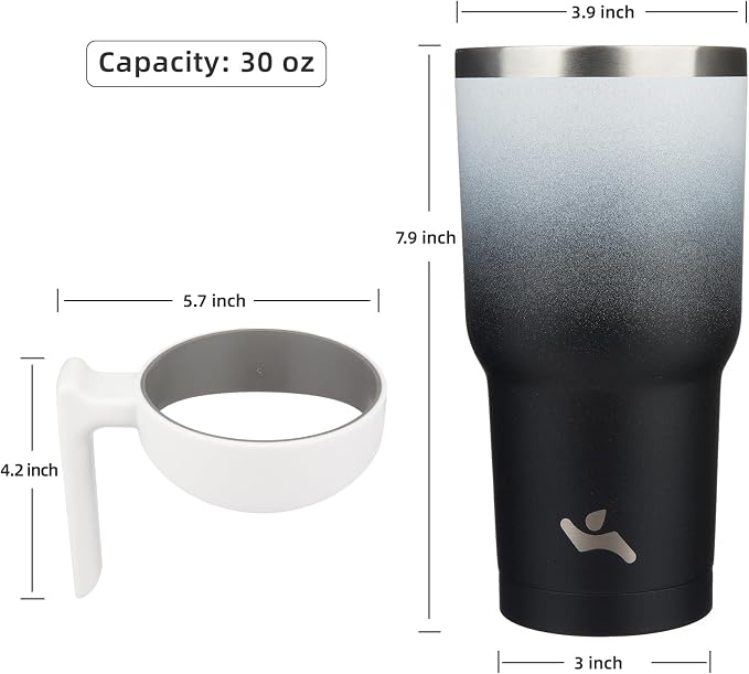 Konokyo 30 oz Tumbler with Handle and Straw, Insulated Travel Mug | Day Night; - Image 4