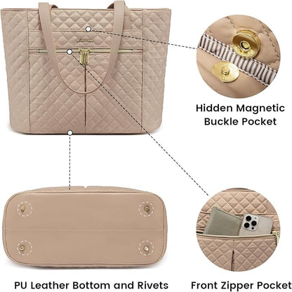 LOVEVOOK Laptop Bag for Women 15.6 inch, Diamond Quilted Work Tote Bags Womens - Image 5