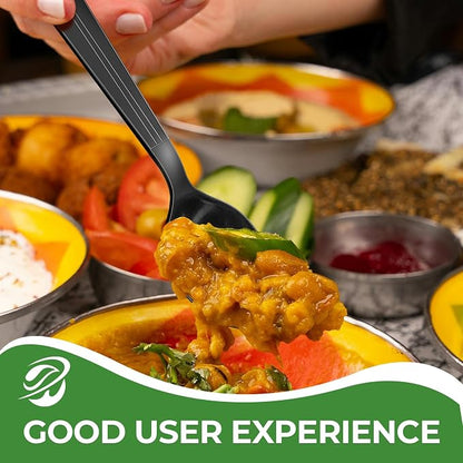 1000 Count Disposable Plastic Spoons Heavy Duty Plastic Spoons Bulk Black Heavy - Image 4