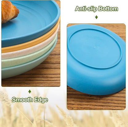 10 Inch Wheat Straw Dinner Plates Set of 8, Unbreakable Plastic Reusable Plates - Image 6
