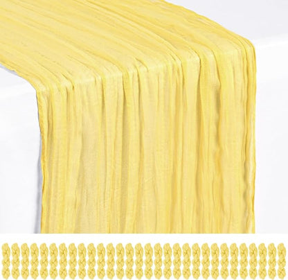 Showgeous 30 Pack Light Yellow Cheesecloth Table Runner, 17 x 108 Inches | Boho by Showgeous