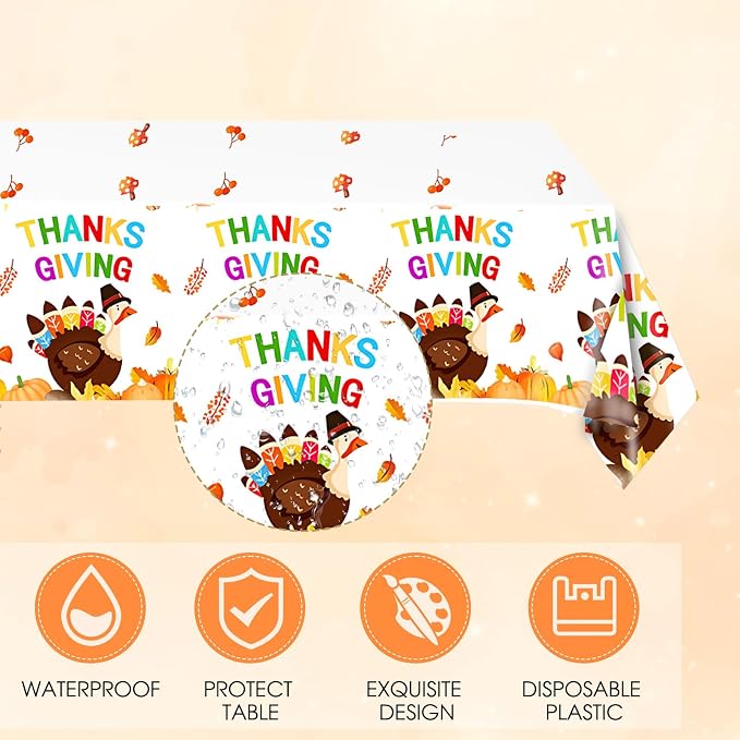 Turkey Thanksgiving Party Supplies Set, Autumn Harvest Disposable Dinnerware - Image 5