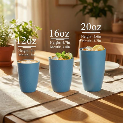 12oz Wheat Straw Cups Set of 6, Alternatives to Plastic Cups Reusable, - Image 6