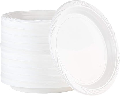 200 Count Disposable 10 Inch White Plastic Dinner Plates Extra Large by PLASTICPRO