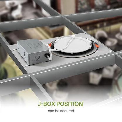 ASD 18 Inch New Construction Mounting Plate with Asymmetric Round Hole - 8/10/12 Inch Flat Steel Rough in Wafer Light Bracket, Shallow LED Recessed Lighting Housing, 6 Pack