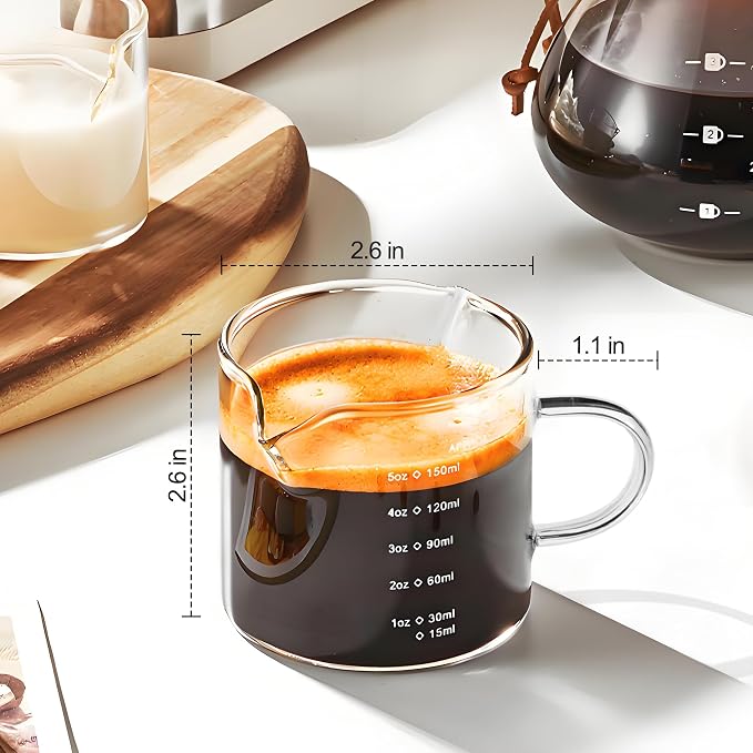 QUMMFA 5OZ Espresso Cups, Double Spouts Espresso Shot Cups - Image 3