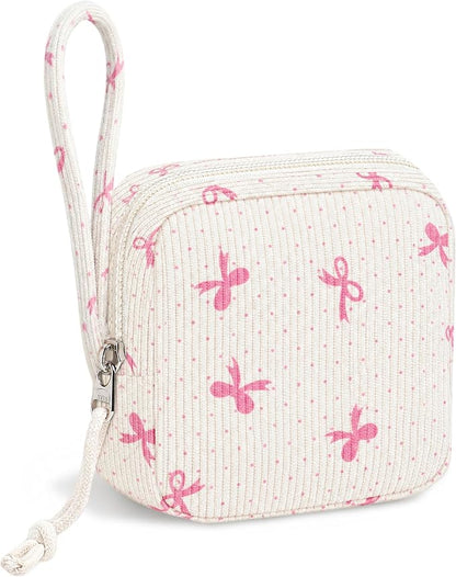 Corduroy Period Pouch Women Cute Sanitary Pad Pouch by CetyVoyie