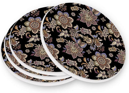 Coasters for Drinks Coaster Drink Set Decorative Coffee Table Desk Cup Mat Spring Cute Cork Bar Backing Round Home Decor Mandala Black12