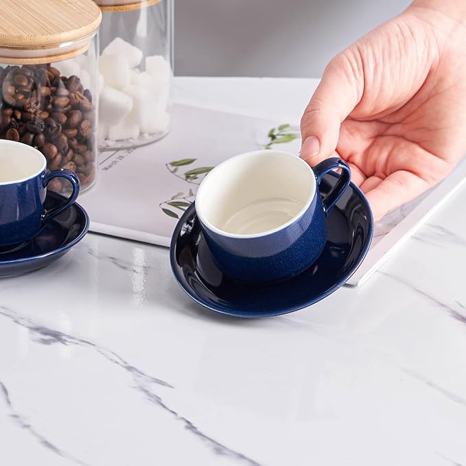 YOLIFE 2.5oz Espresso Cups Set of 4, Porcelain Stackable Espresso Cups - Image 7