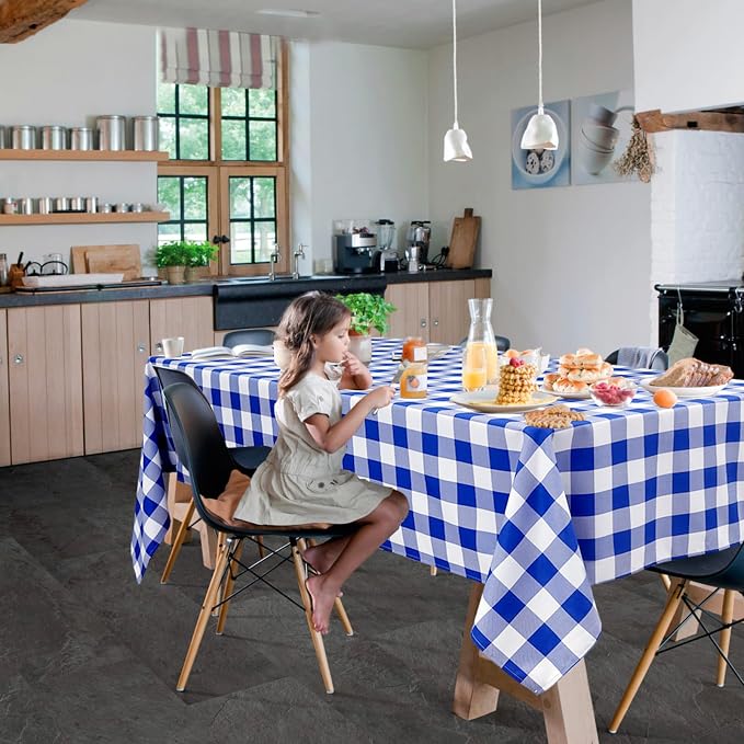Checkered Tablecloth 2 Pack, 54 x 80 inch, Royal Blue and White | Waterproof - Image 7