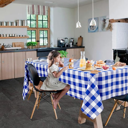 Checkered Tablecloth 2 Pack, 54 x 80 inch, Royal Blue and White | Waterproof - Image 7