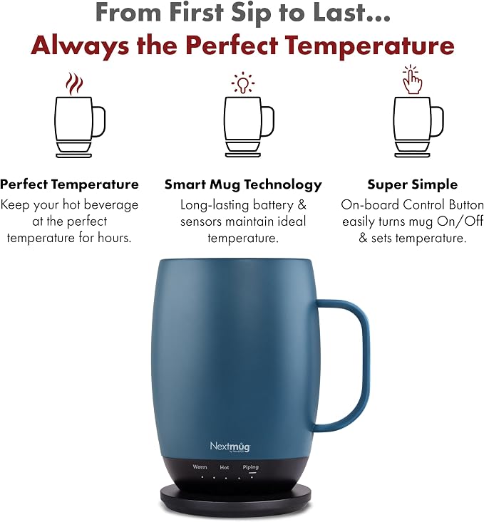 Nextmug Plus - Temperature-Controlled, Self-Heating Coffee Mug | – No App - Image 2