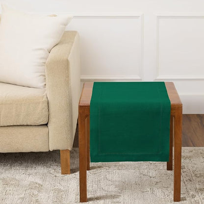 Solino Home 100% Pure Linen Table Runner Rainforest Hemstitch, 14 x 36 in | by SolinoHome