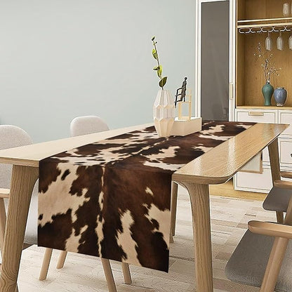 Cow Skin Print Table Runner, Western Rustic Cottage Country Farm Animal Fur - Image 2