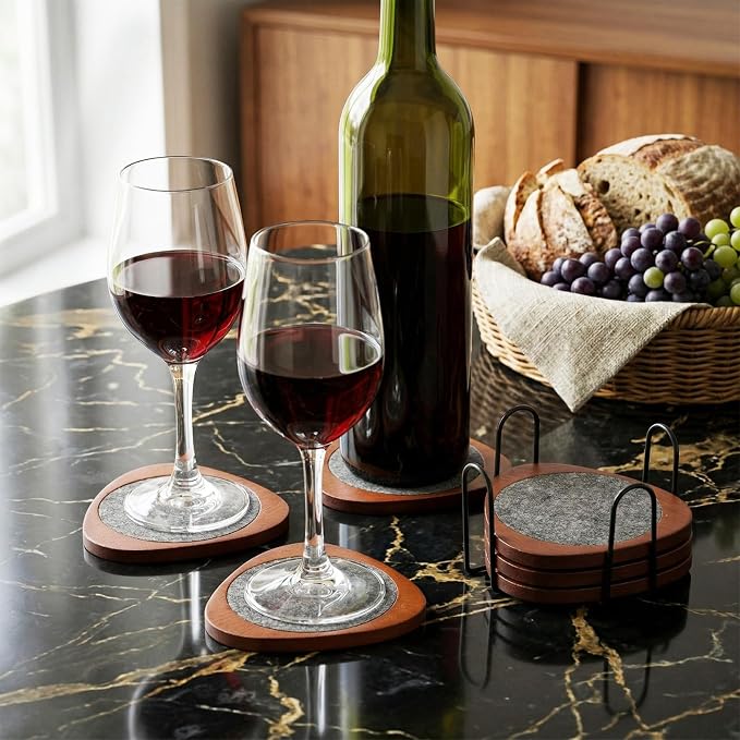 6 Pcs Mid Century Modern Coasters Wood Absorbent Coaster - Image 6