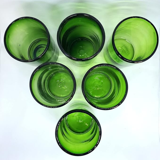 Solid Emerald Green 14 oz Drinking Glasses, Recycled Glass, Toxin-Free - Image 5