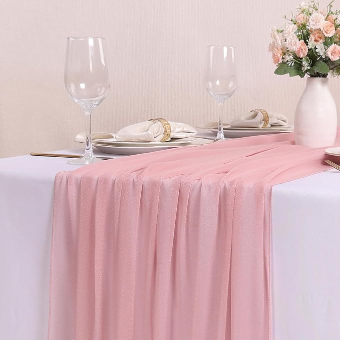 10FT Dusty Rose Chiffon Table Runner 30x120 Inches Sheer Table Runner Boho - Image 2