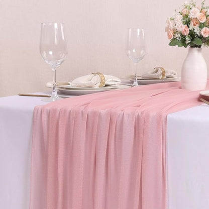 10FT Dusty Rose Chiffon Table Runner 30x120 Inches Sheer Table Runner Boho - Image 2