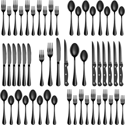 72 Pcs Black Silverware Set by MUTNITT