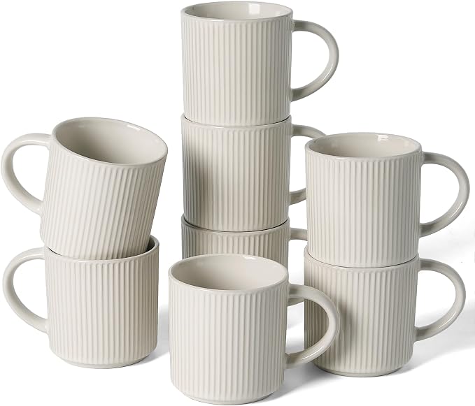 famiware Coffee Mug Set for 8, Star 12 oz Catering Mugs Cup Set by Famiware