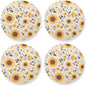Sunflower Cow Leather Skin Brown Pattern Round Coasters by KLL