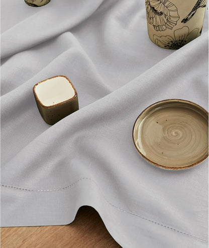 Solino Home 100% Pure Linen Dining Table Runner Grey Hemstitch, 14 x 132 in | - Image 3