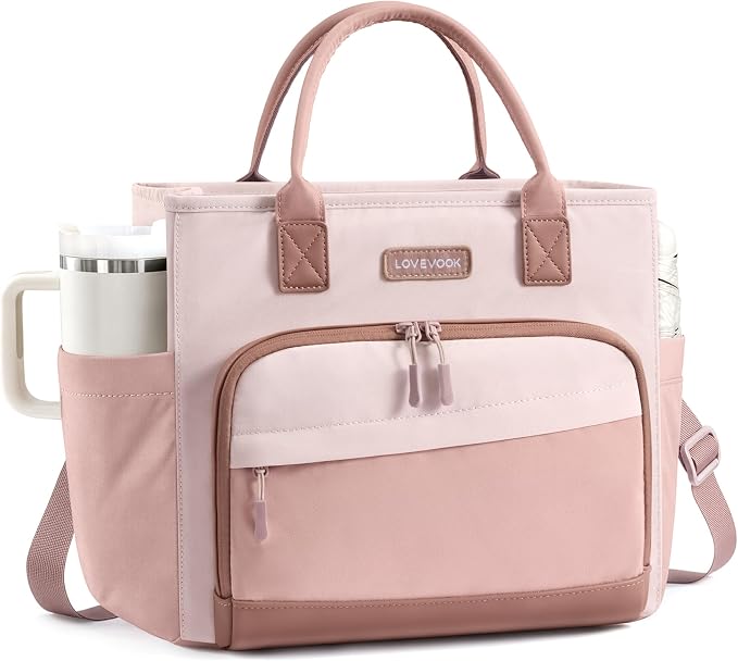 LOVEVOOK Lunch Box for Women, Adult Lunch Bag for Work, Rosy Pink | Upgraded by LOVEVOOK