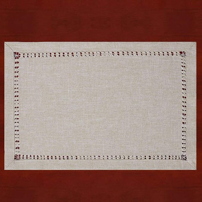 Grelucgo Handmade Hemstitched Polyester Rectangle Table Placemats - Image 3