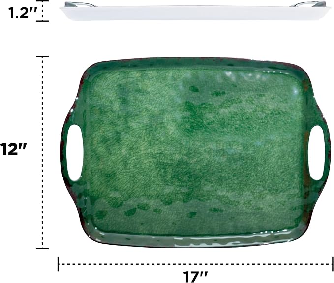 TP Melamine Serving Trays with Handles, 17” x 12”, Retro Green | Rectangular - Image 4