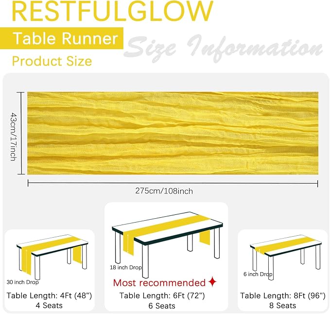 10 Pack Yellow Cheesecloth Table Runner 9FT Cheese Cloth Boho Gauze Fabric - Image 4