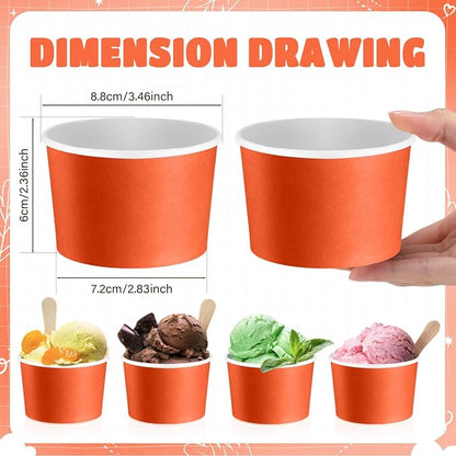Jingmore Paper Ice Cream Cups 9oz Colored Disposable Dessert Bowls - Image 3