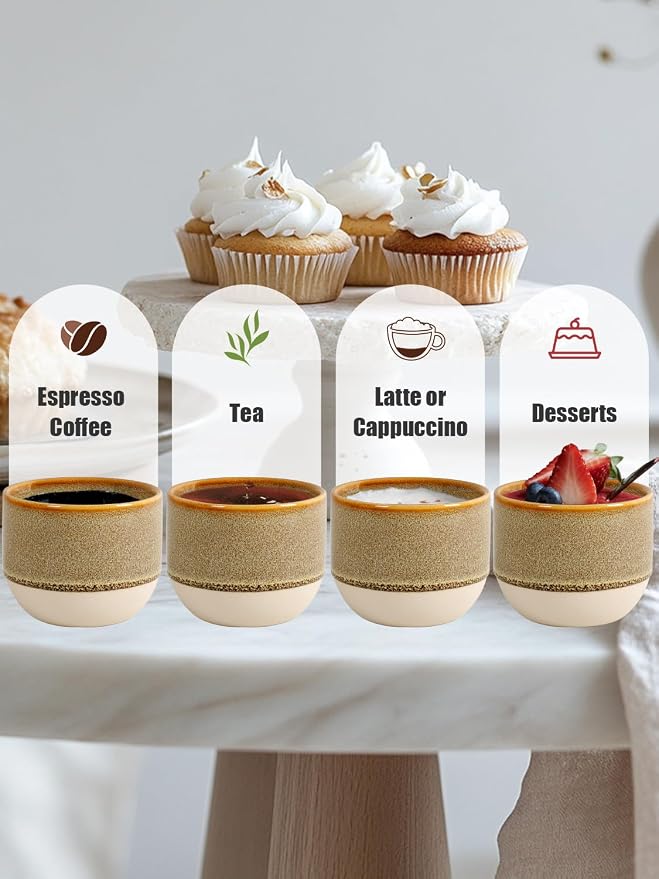 INGOFIN Ceramic Espresso Cup Set of 4-4.2 oz Espresso Cup - Image 5