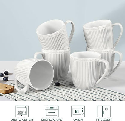 Coffee Mugs Set of 6, 16 Oz White Coffee Mugs | HomeElves Porcelain Mugs - Image 3