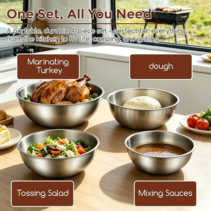 Gronivex Stainless Steel Mixing Bowls Set, 4-Piece | Food-Grade Metal, - Image 7