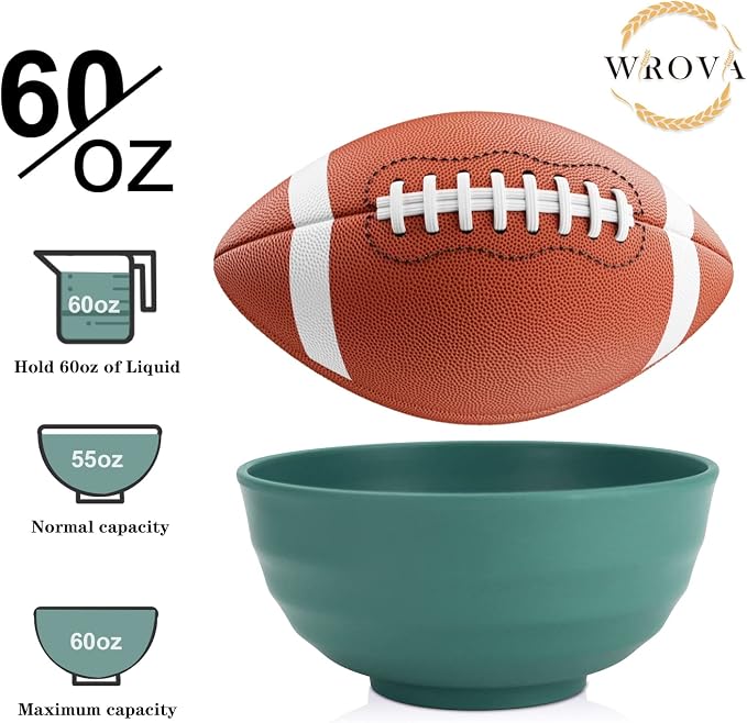 Wheat Straw Bowls Set 60 OZ Unbreakable Large Cereal Bowls Set of 6 Microwave - Image 3