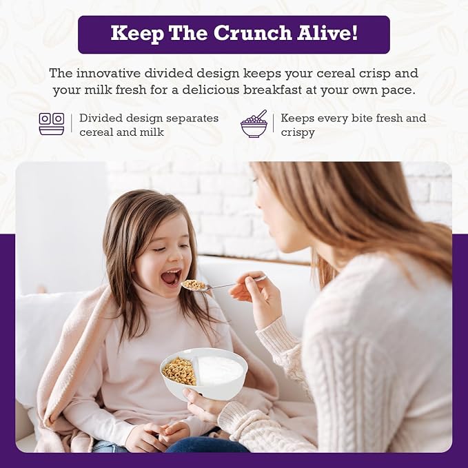 6 Pack - Just Crunch Anti-Soggy Cereal Bowl - Keeps Cereal Fresh & Crunchy | - Image 5